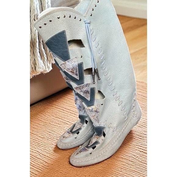 RARE Saks Alter Ego Italian Suede Moccasin Boots‎ 36.5 Vero Cuoio Boho 6.5 Women - Picture 4 of 13